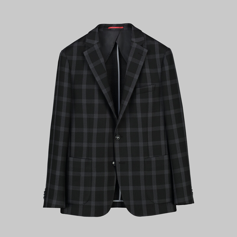 Matteo Ekstra Slim Fit Kareli Siyah Ceket 