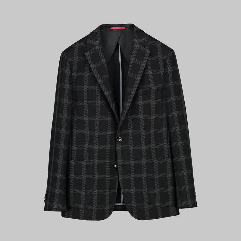 Matteo Ekstra Slim Fit Kareli Siyah Ceket - 1