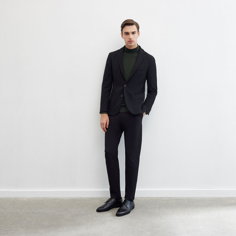 Matteo Ekstra Slim Fit Klasik Siyah Ceket 