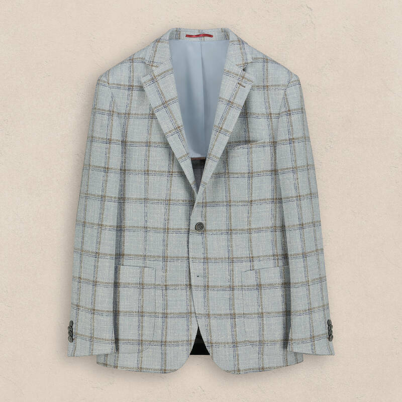 Matteo Ekstra Slim Ekose Açık Mavi Ceket - 2