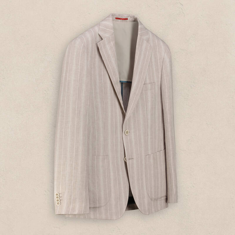 Matteo Ekstra Slim Çizgili Bej Ceket - 3