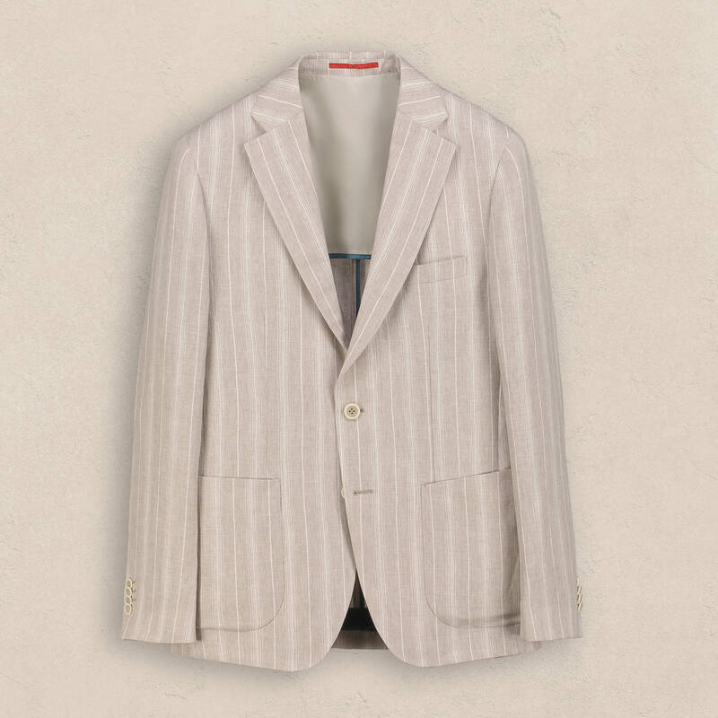 Matteo Ekstra Slim Çizgili Bej Ceket - 2