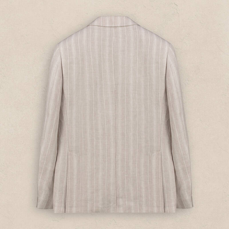 Matteo Ekstra Slim Çizgili Bej Ceket - 4