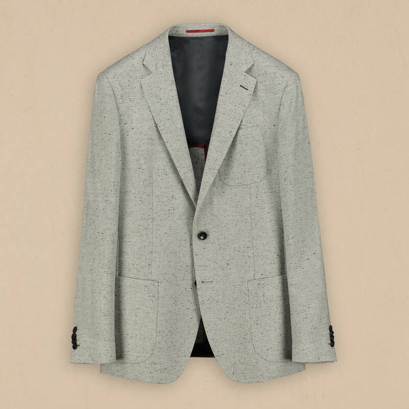 Matteo Ekstra Slim Desenli Gri Ceket - 1