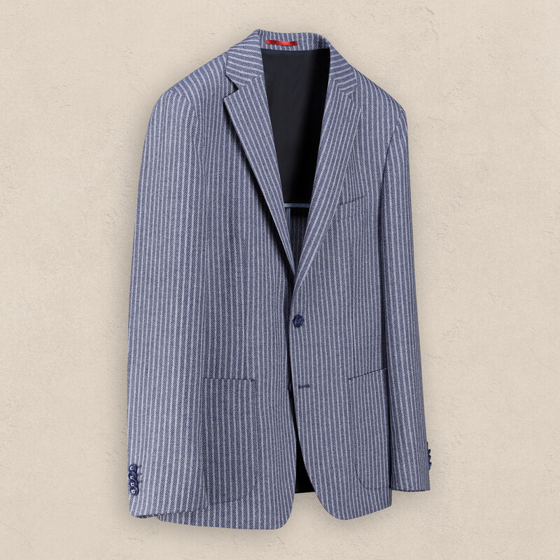 Matteo Ekstra Slim Fit Mavi Çizgili Ceket - INTERVIEW