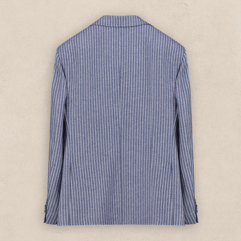 Matteo Ekstra Slim Fit Mavi Çizgili Ceket - INTERVIEW