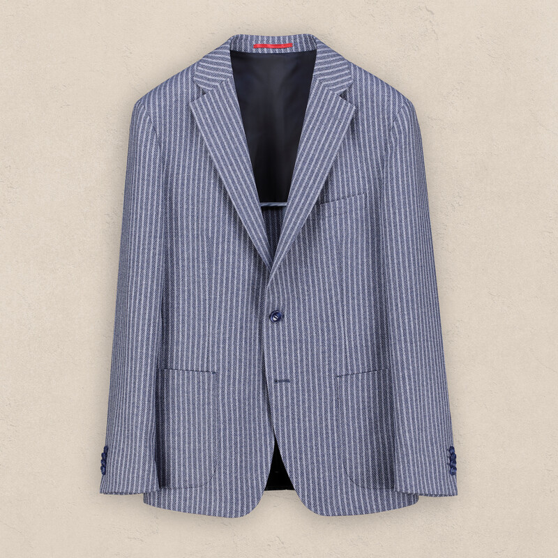 Matteo Ekstra Slim Fit Mavi Çizgili Ceket 