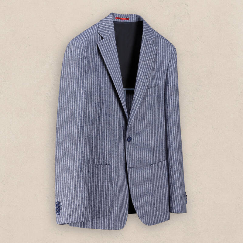 Matteo Ekstra Slim Fit Mavi Çizgili Ceket - 2