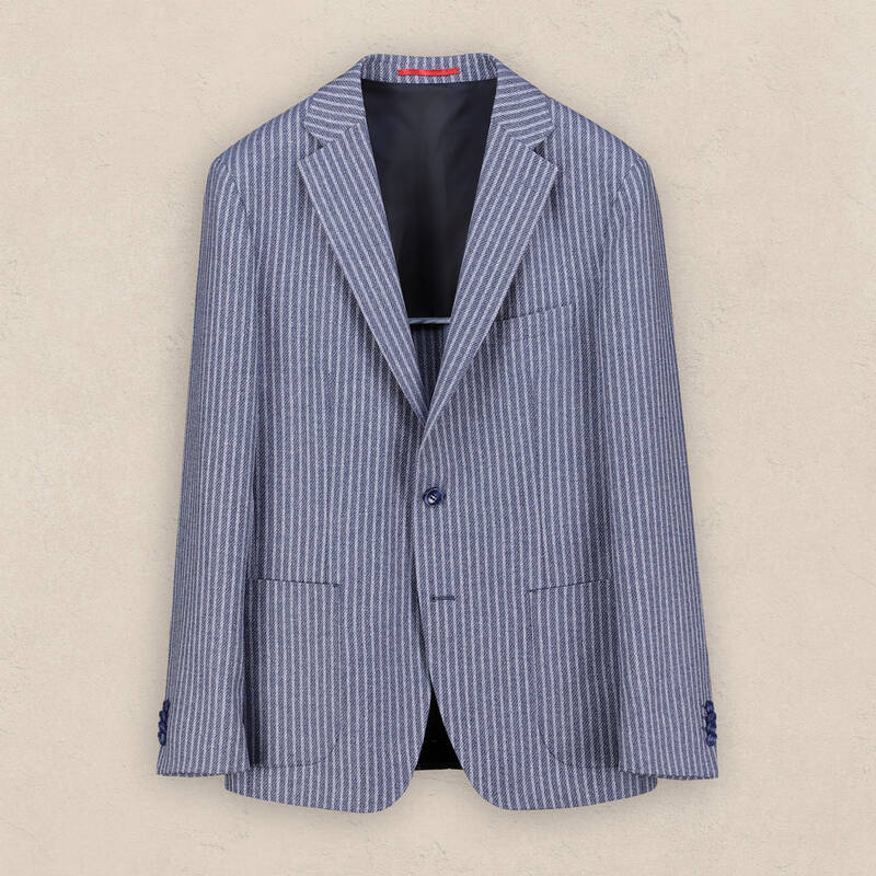 Matteo Ekstra Slim Fit Mavi Çizgili Ceket - 1