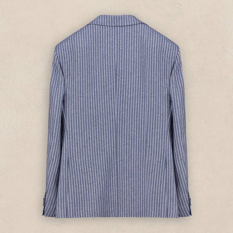 Matteo Ekstra Slim Fit Mavi Çizgili Ceket - 3