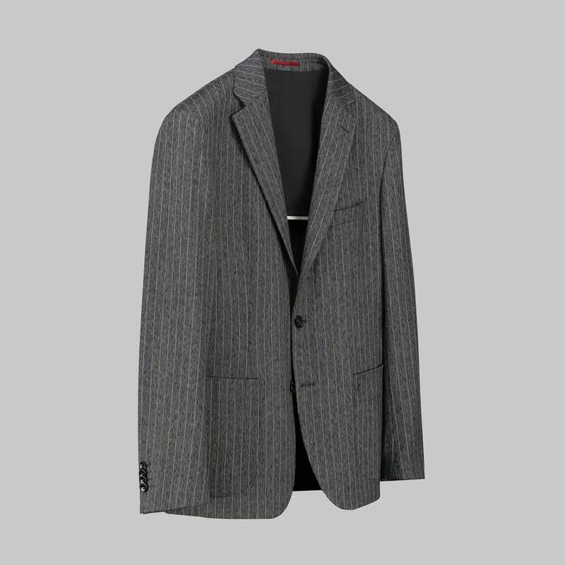 Matteo Ekstra Slim Çizgili Antrasit Ceket - 2