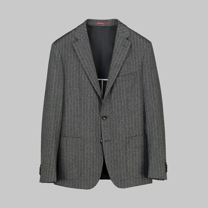 Matteo Ekstra Slim Çizgili Antrasit Ceket 