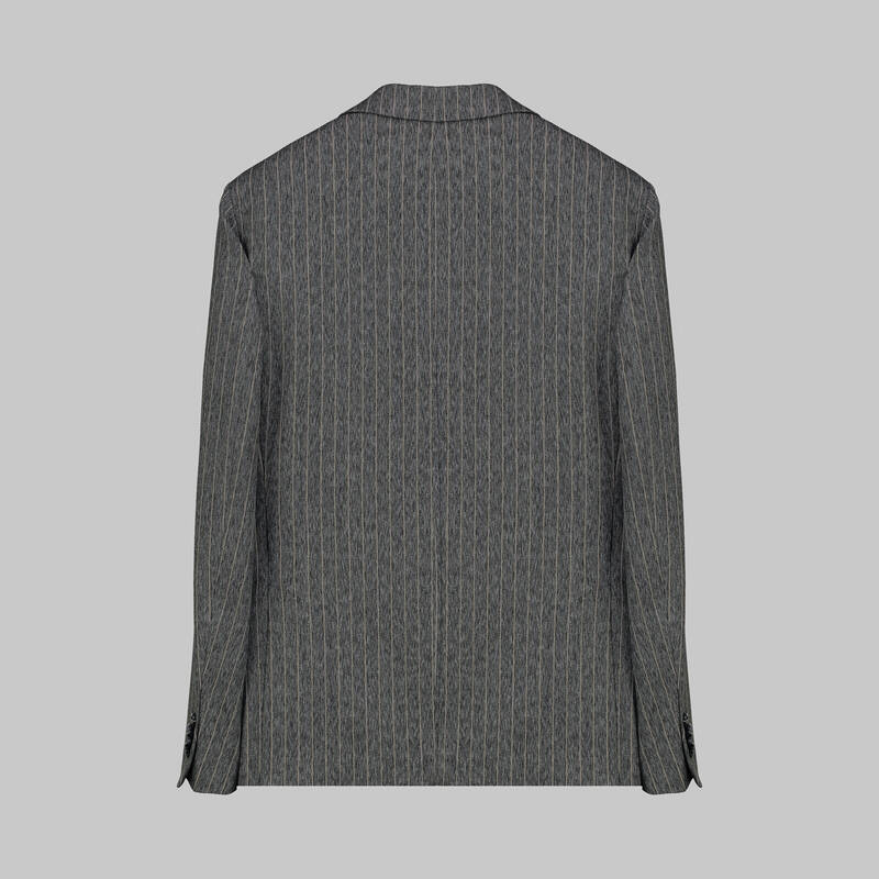 Matteo Ekstra Slim Çizgili Antrasit Ceket - 3