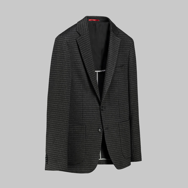 Matteo Ekstra Slim Desenli Koyu Gri Ceket - 5