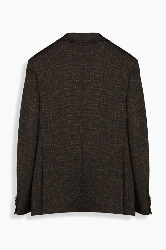 Matteo Slim Ekose Desenli Koyu Kahverengi Ceket - INTERVIEW