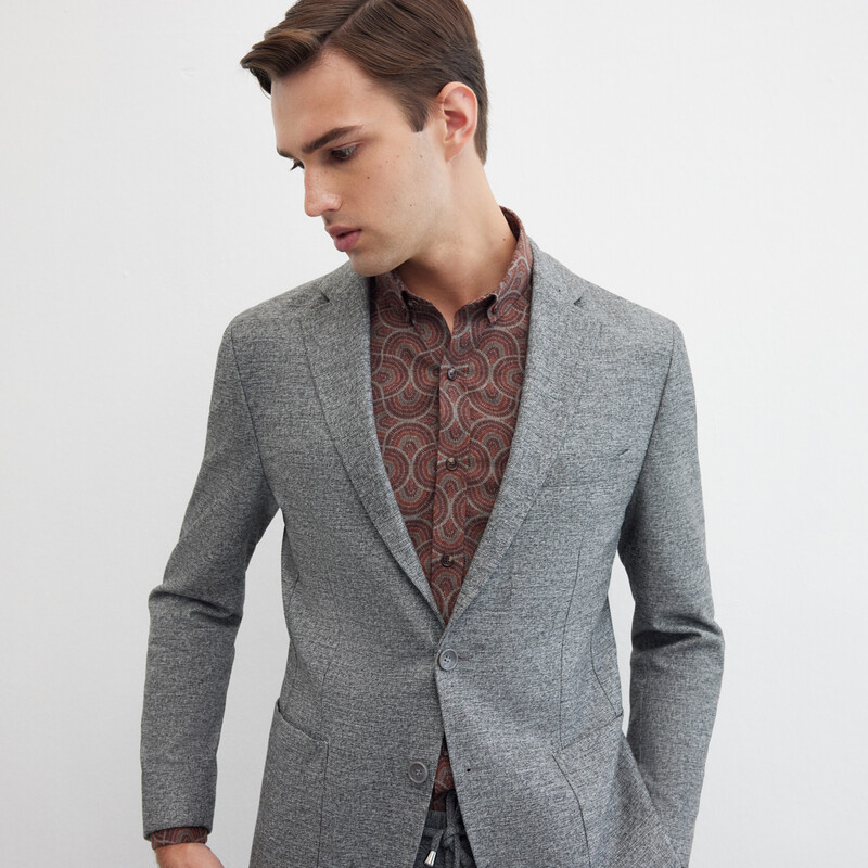 Matteo Ekstra Slim Fit Gri Ceket 