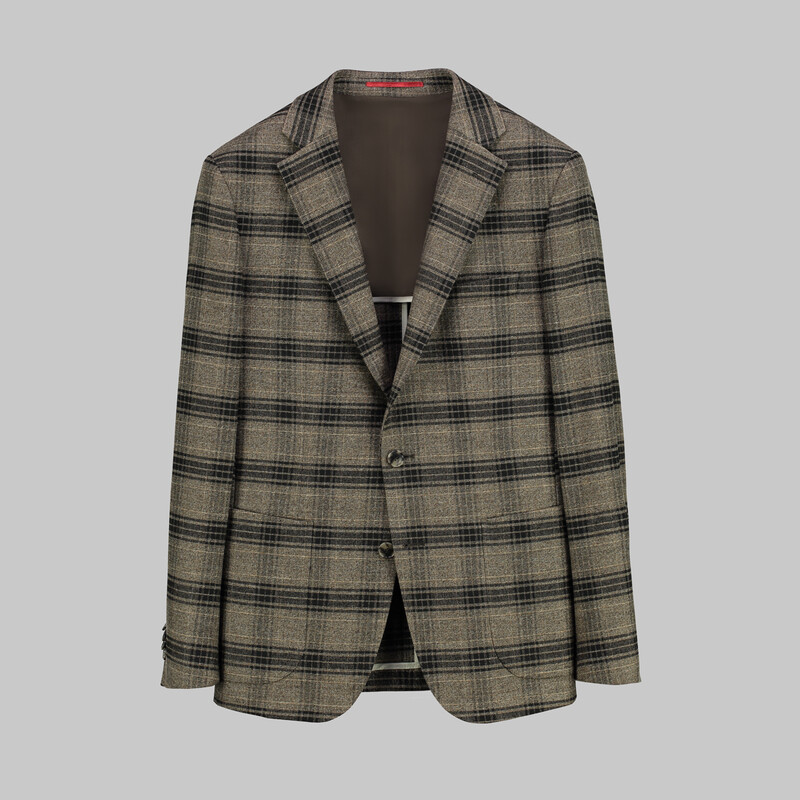 Matteo Ekstra Slim Fit Kahverengi Kareli Ceket 