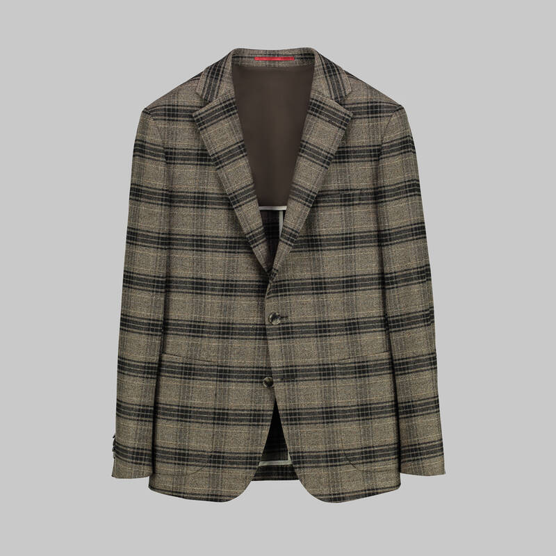 Matteo Ekstra Slim Fit Kahverengi Kareli Ceket - 1