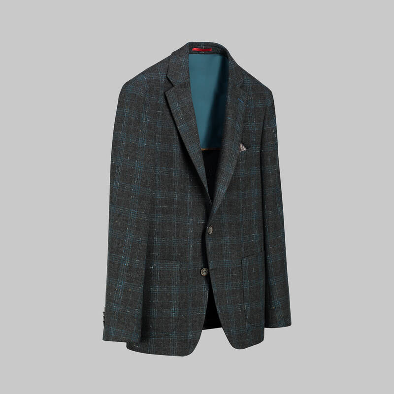 Matteo Ekstra Slim Fit Kareli Koyu Gri Ceket - 2