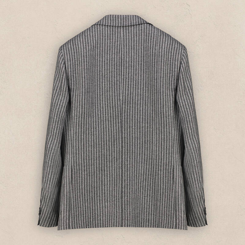 Matteo Ekstra Slim Fit Koyu Gri Çizgili Ceket - 3