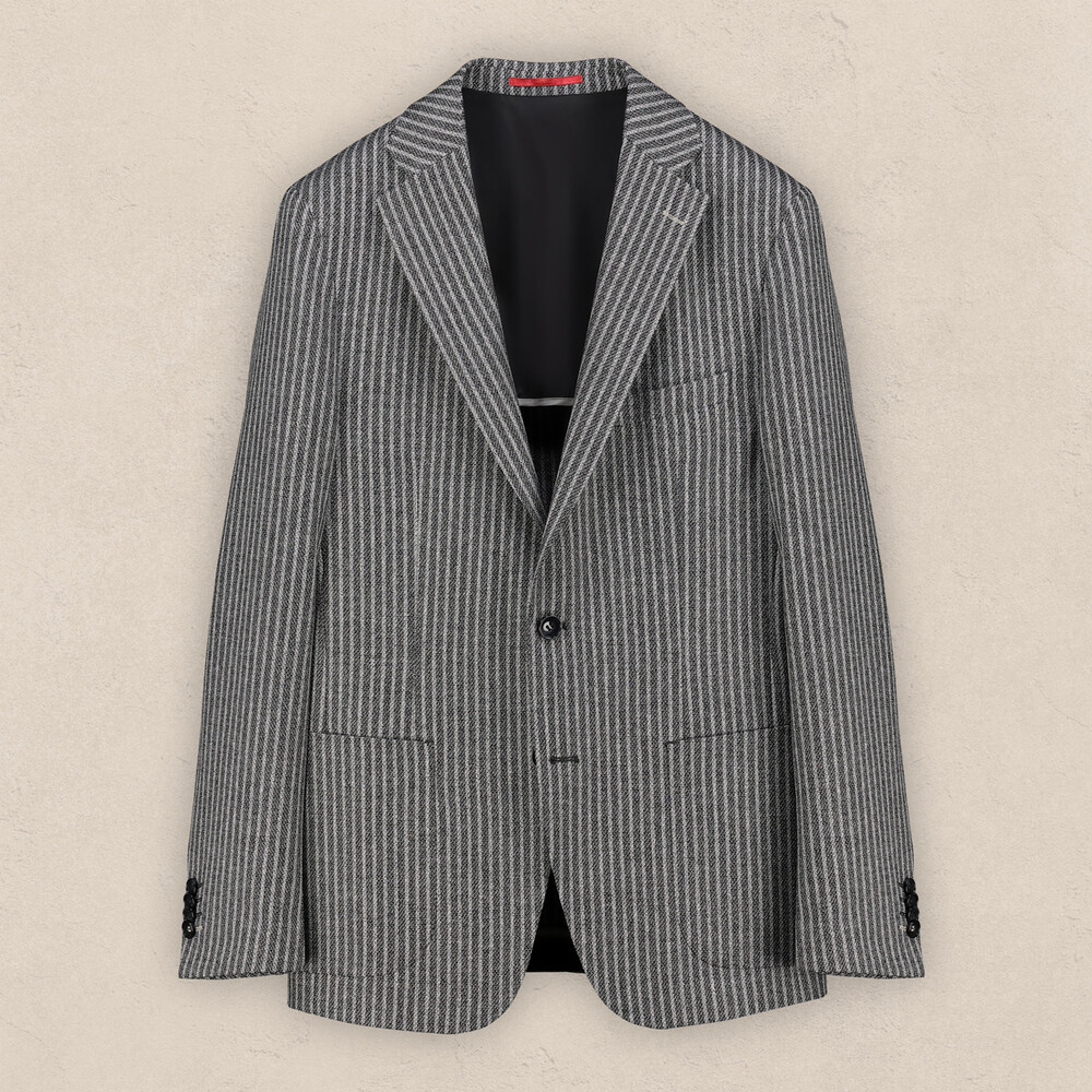 Matteo Ekstra Slim Fit Koyu Gri Çizgili Ceket