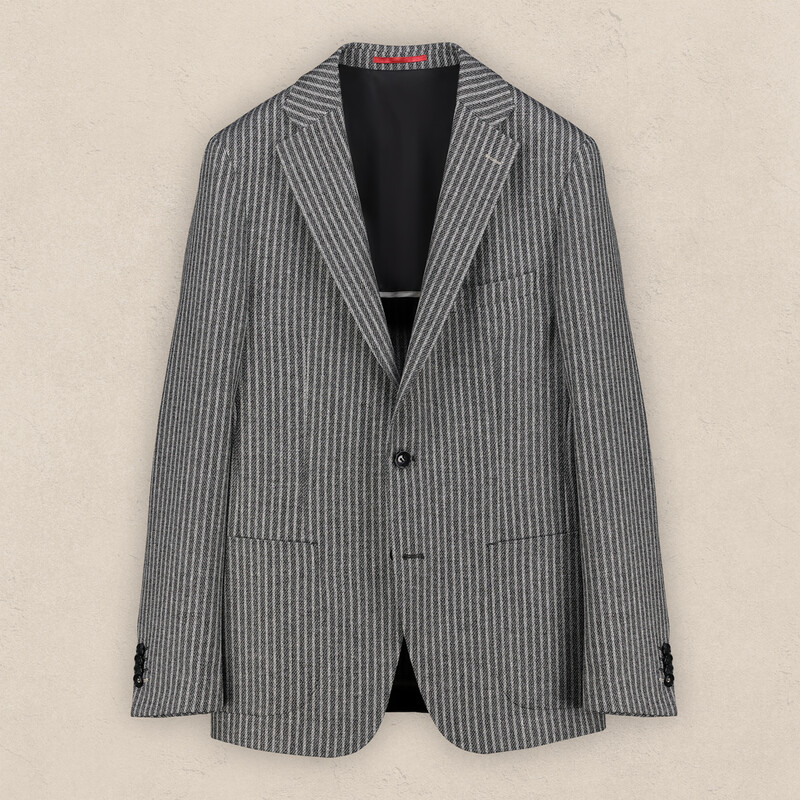 Matteo Ekstra Slim Fit Koyu Gri Çizgili Ceket 