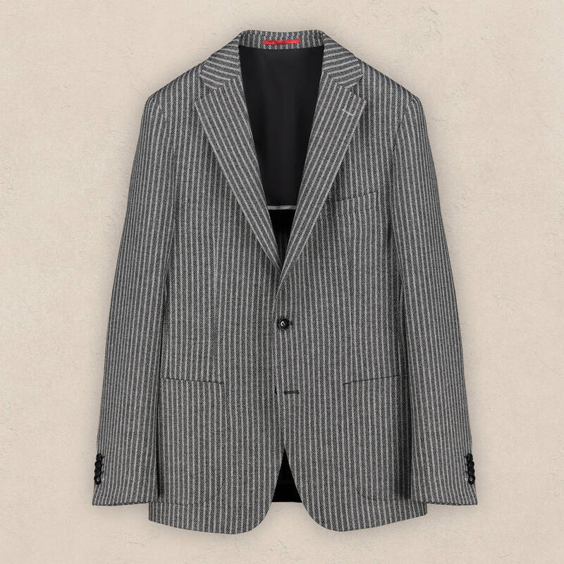 Matteo Ekstra Slim Fit Koyu Gri Çizgili Ceket - 1