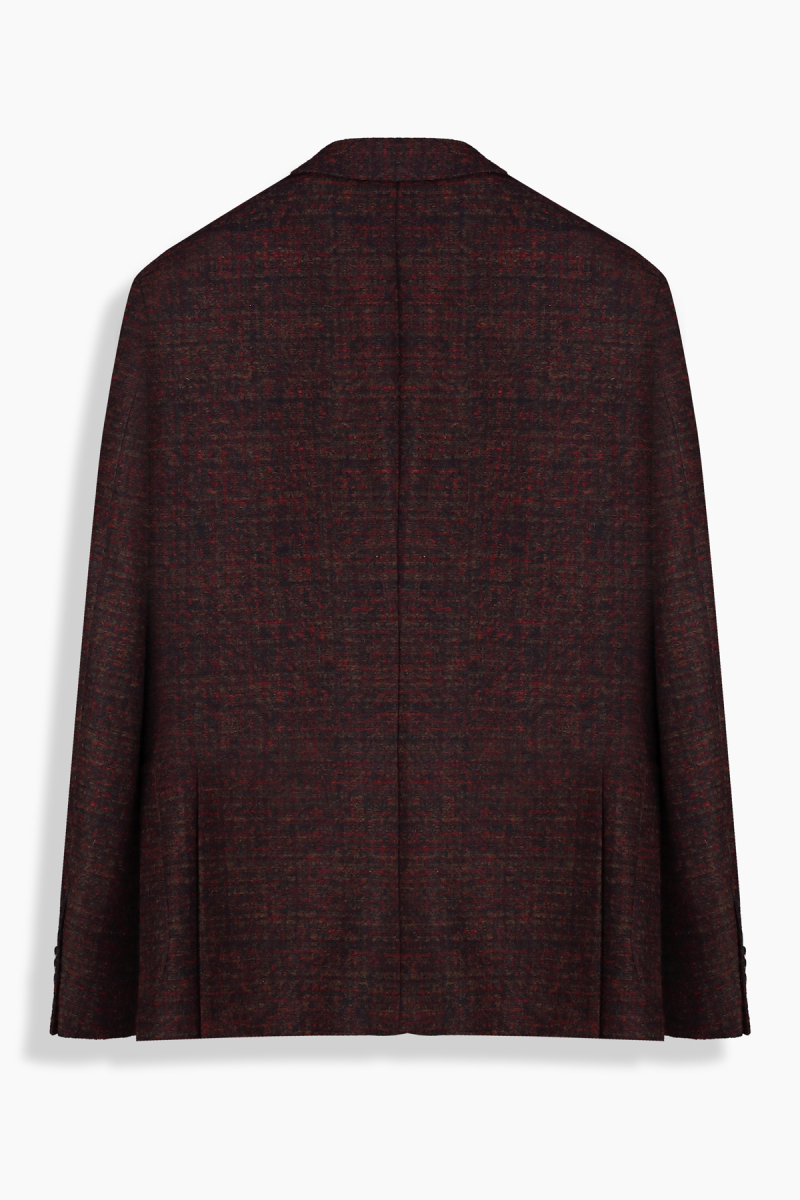 Matteo Slim Kareli Bordo Ceket - 2