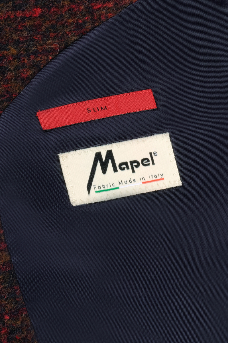 Matteo Slim Kareli Bordo Ceket - 3