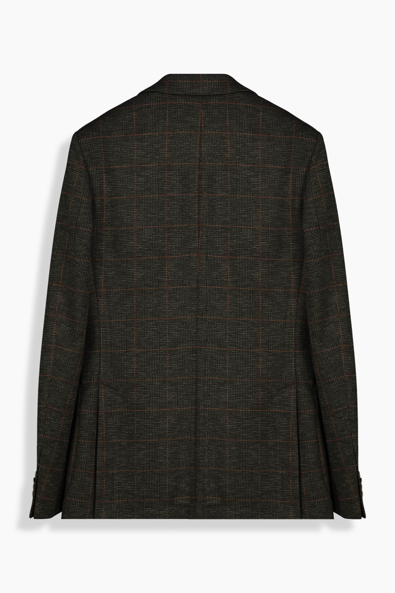 Matteo Slim Ekose Desenli Koyu Yeşil Ceket - 2