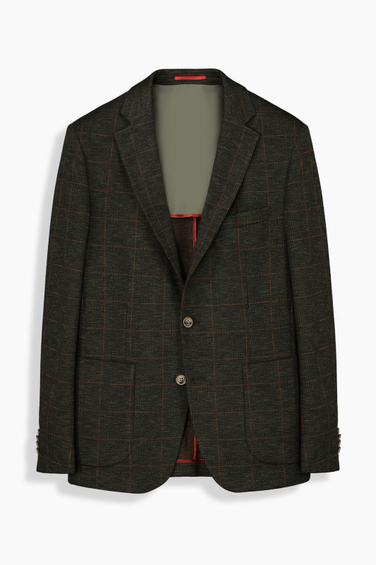 Matteo Slim Ekose Desenli Koyu Yeşil Ceket - INTERVIEW