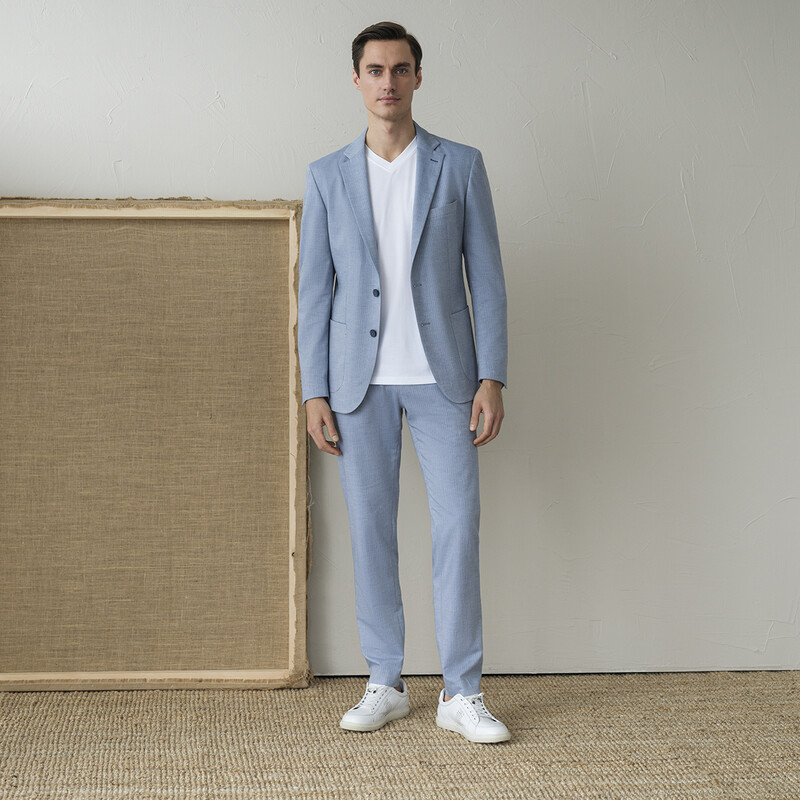 Matteo Ekstra Slim Fit Açık Mavi Ceket 