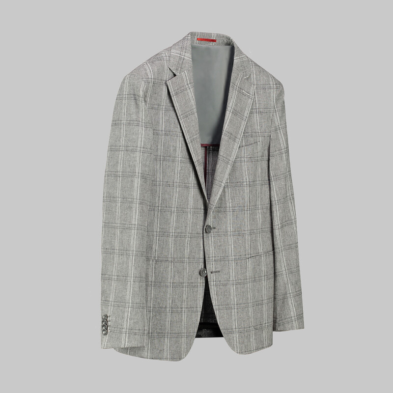 Matteo Ekstra Slim Fit Kareli Gri Ceket - INTERVIEW