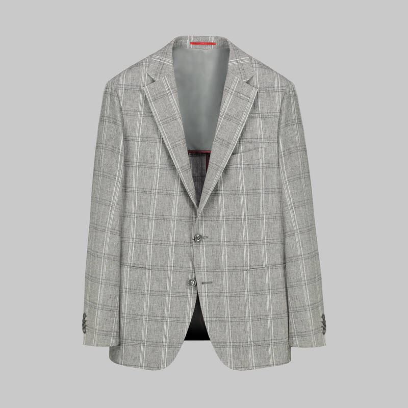 Matteo Ekstra Slim Fit Kareli Gri Ceket - 1