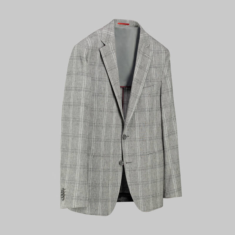 Matteo Ekstra Slim Fit Kareli Gri Ceket - 2