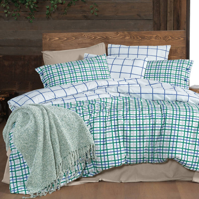 Mayon Flanel Çift Kişilik Mavi Nevresim Takımı - 1