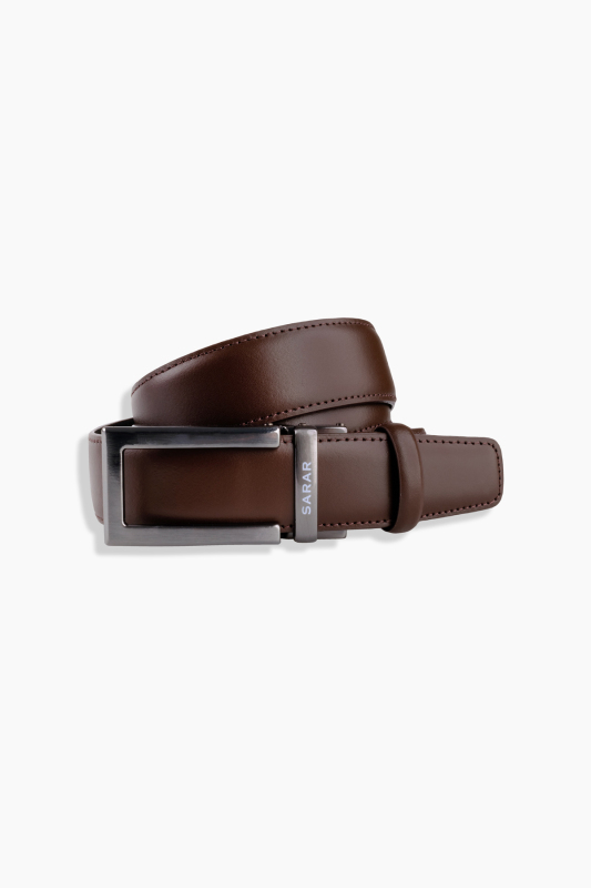 Dikişli Mekanizmalı Kahverengi Kemer 