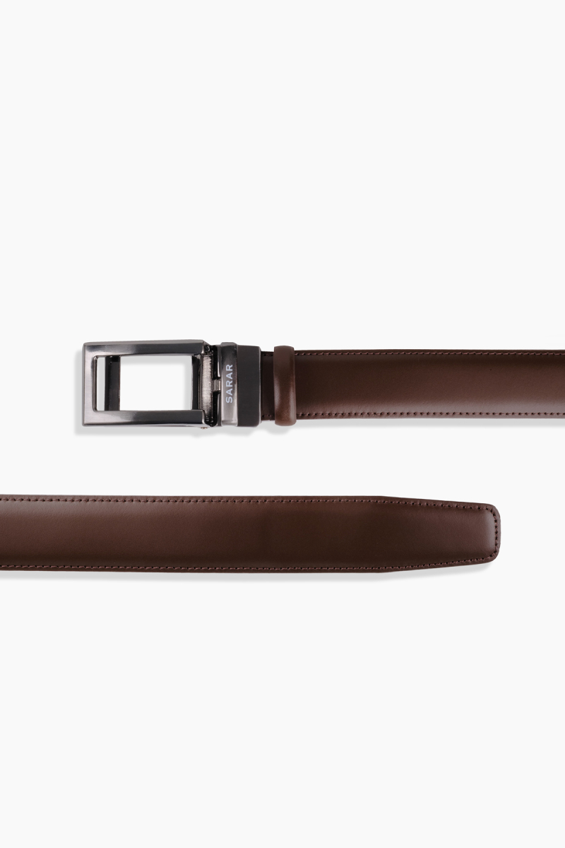 Dikişli Mekanizmalı Kahverengi Kemer - 4
