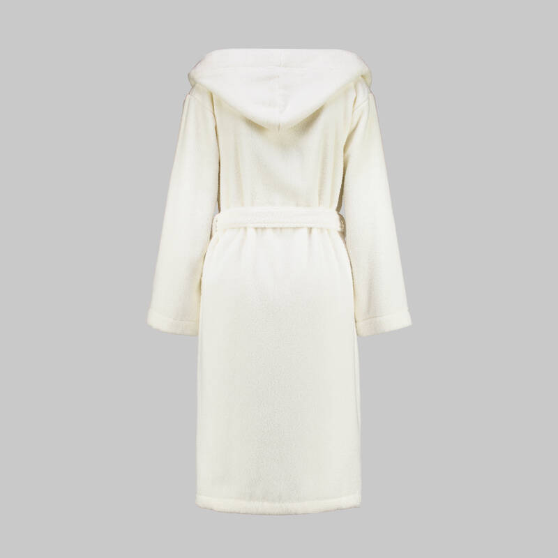Micco Kapüşonlu Unisex Bornoz Ekru - 2