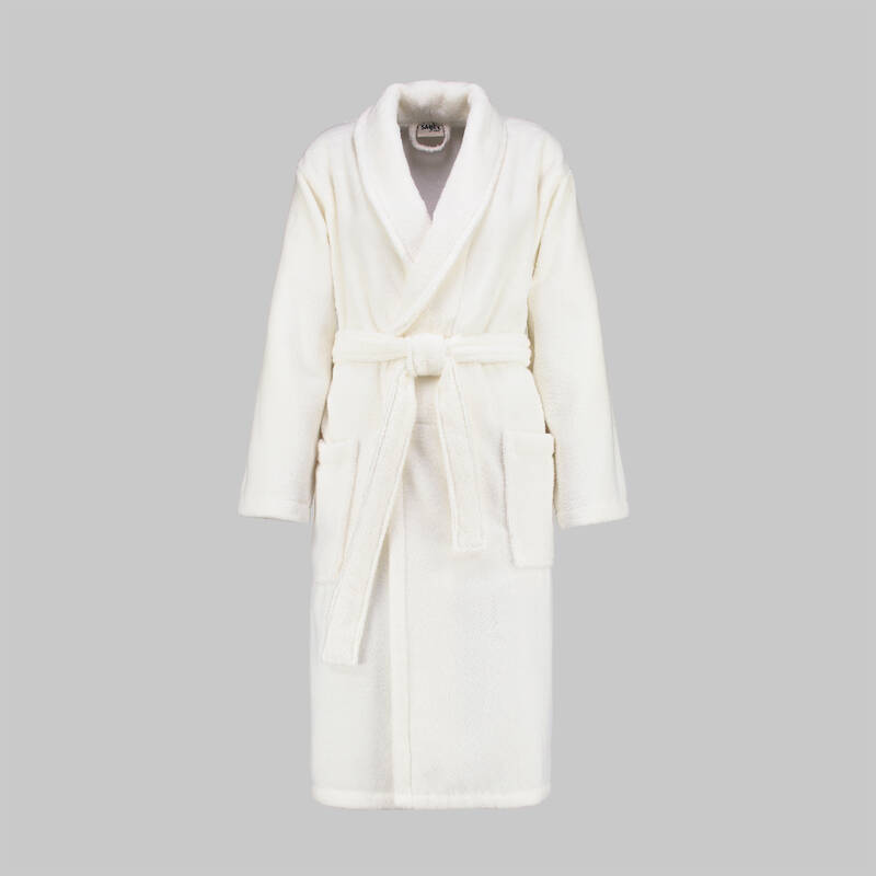 Micco Şal Yaka Unisex Bornoz Ekru - 1
