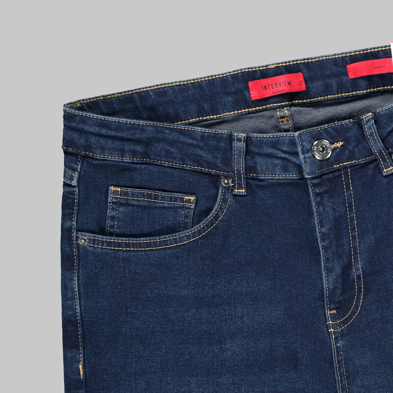Midas Pamuklu Dar Kesim Lacivert Denim Pantolon - 5