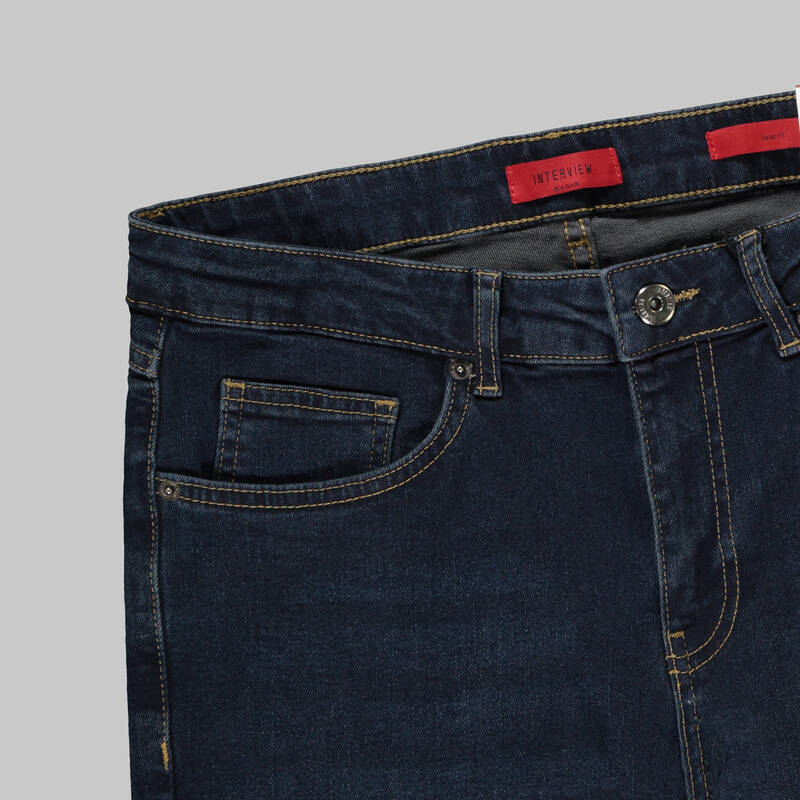 Midas Pamuklu Dar Kesim Mavi Denim Pantolon - 4