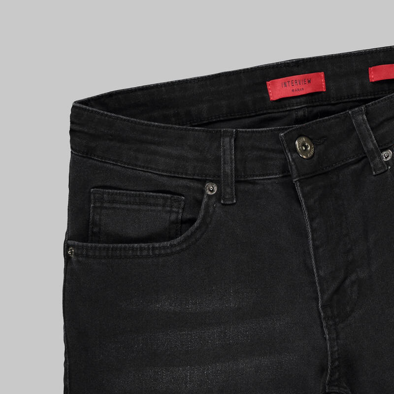 Midas Pamuklu Dar Kesim Siyah Denim Pantolon - 3