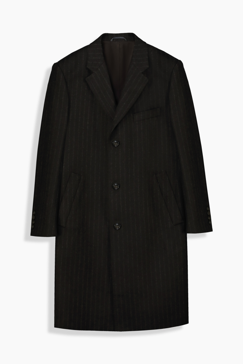 Midget Çizgili Kahverengi Palto - 1