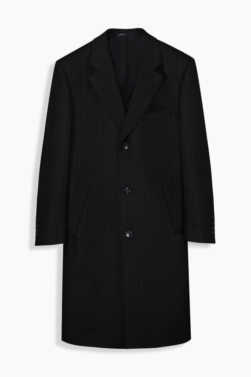 Midget Çizgili Siyah Palto - 1