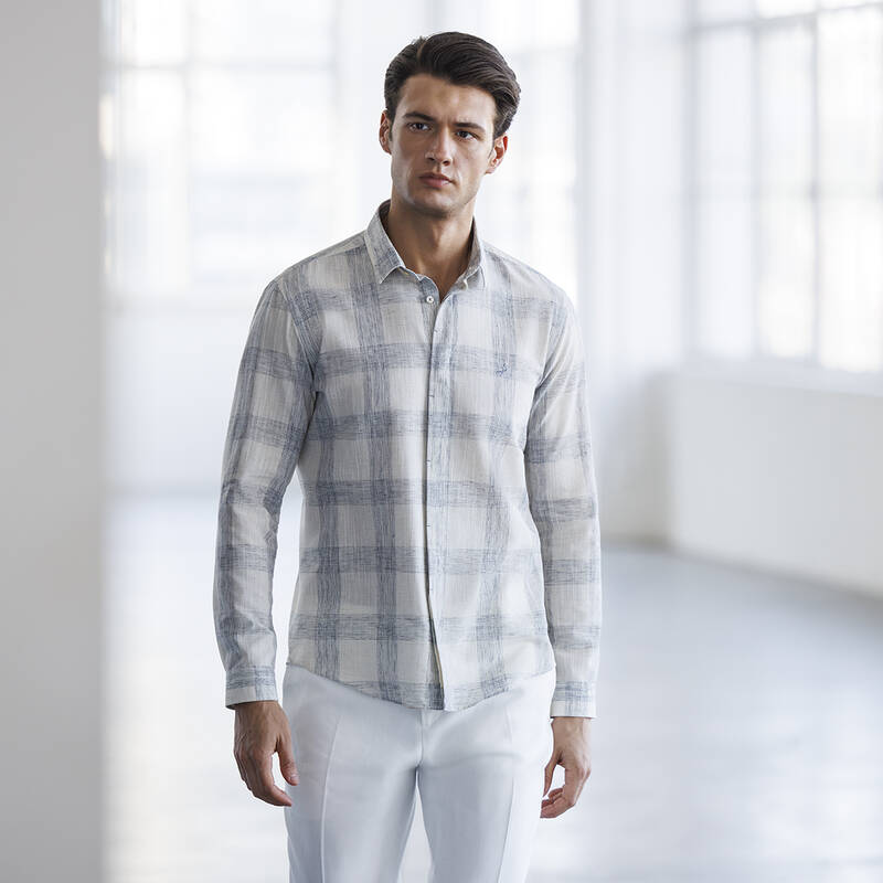 Minor Kareli Mavi Gömlek - 1