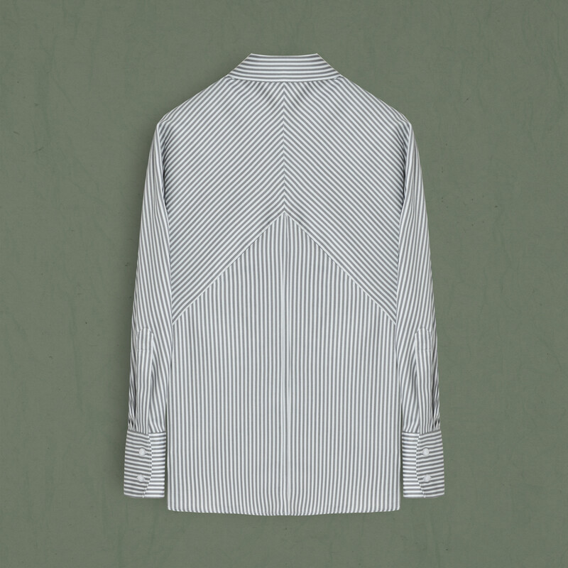 Mira Kadın Çizgili Gri Gömlek - SARAR WOMAN