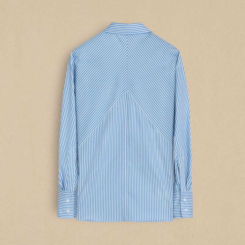 Mira Kadın Çizgili Mavi Gömlek - SARAR WOMAN