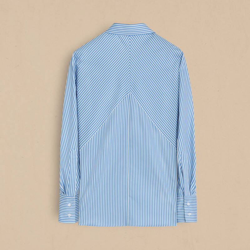 Mira Kadın Çizgili Mavi Gömlek - 2