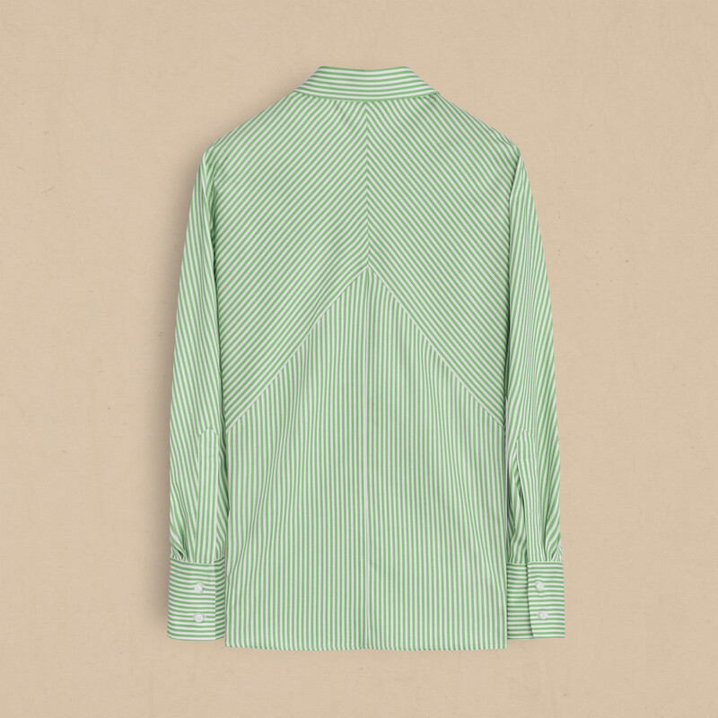 Mira Kadın Çizgili Yeşil Gömlek - SARAR WOMAN